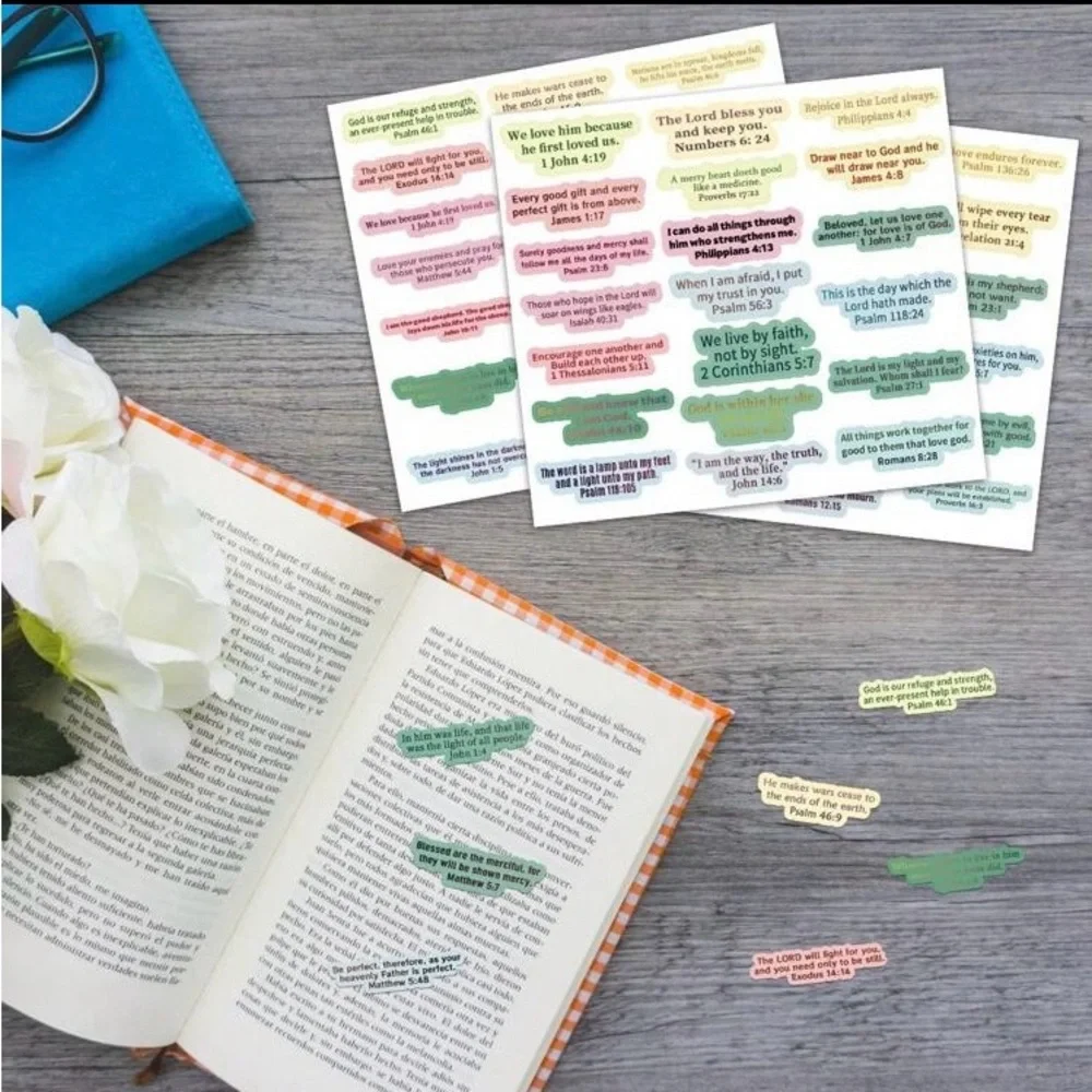 100 Bible Verse Stickers Christian Inspirational Scripture Green Journal Laptop